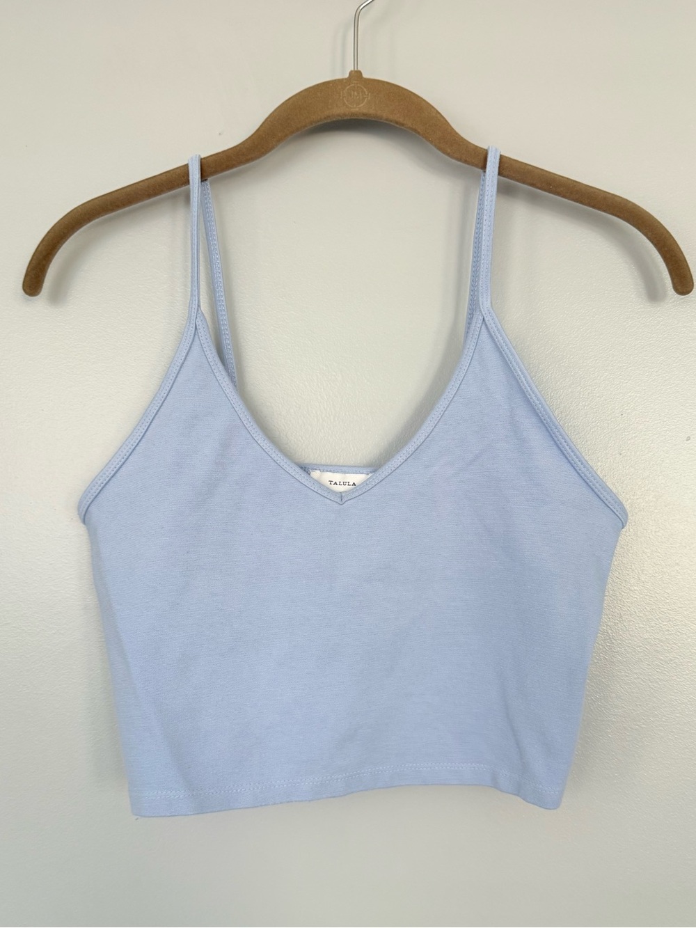 Talula Pale Blue V-Neck Spaghetti Strap Crop Top